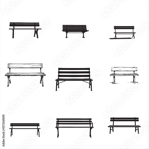 set of bench vector bundle pack collection 