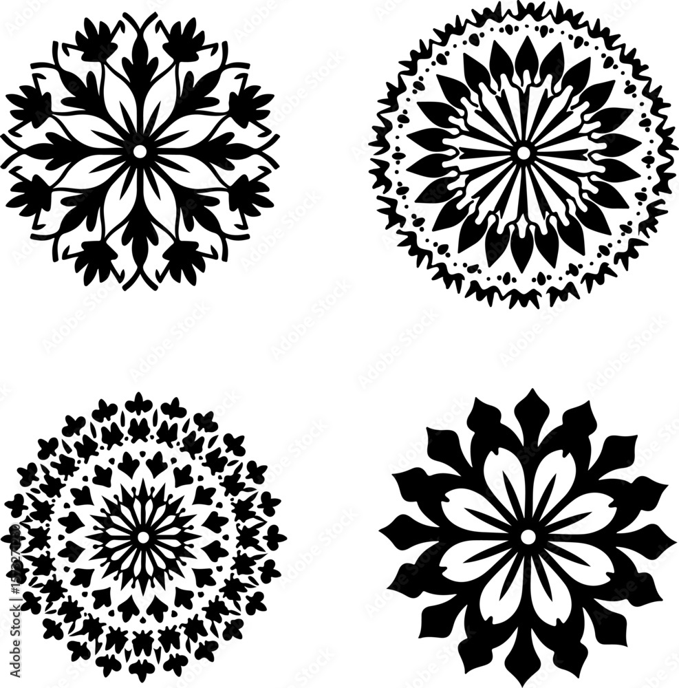 Obraz premium Elegant Floral & Mandala Ornament Vector Design Set