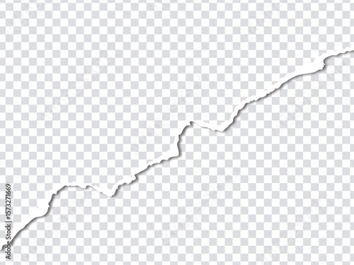 Torn paper edge isolated on transparent background.