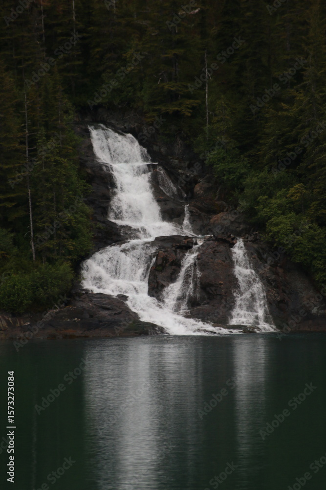 Fototapeta premium Waterfall on Alaskan Mountain side