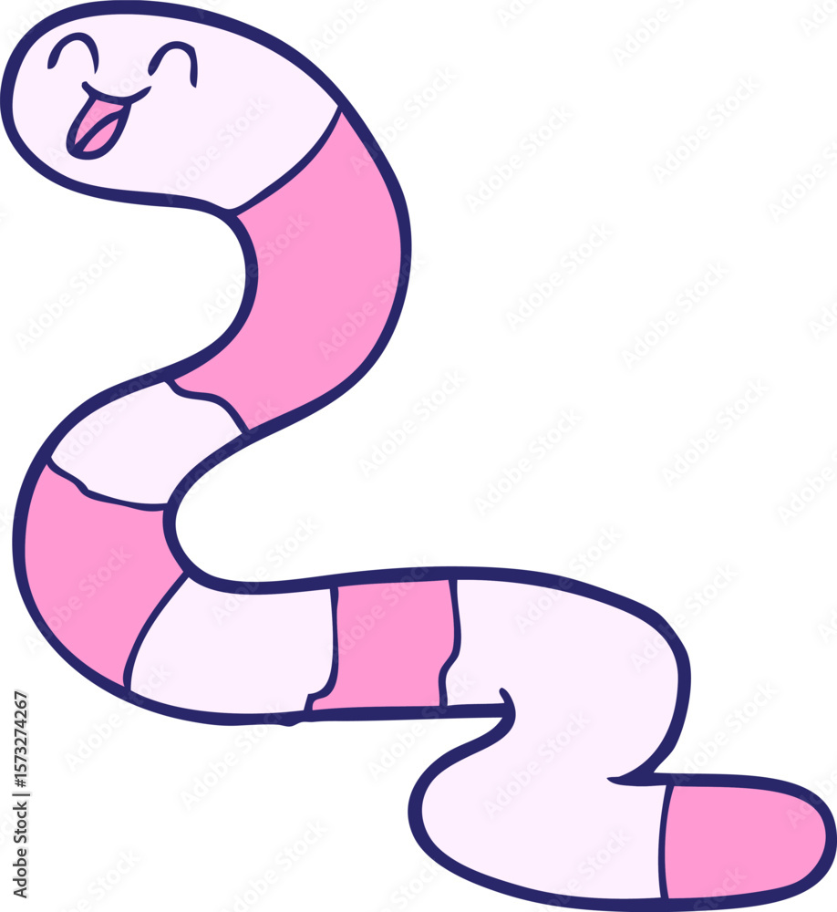 Fototapeta premium cartoon worm in bright neon color