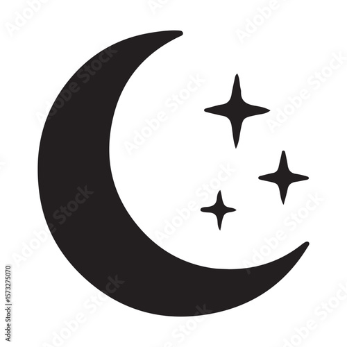 Serene Crescent Moonlit Night Sky