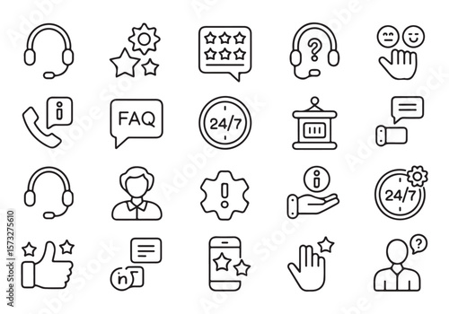 Customer service icons support communication headset