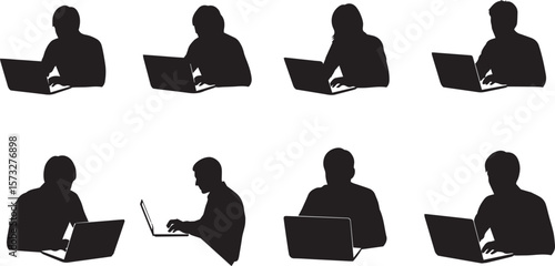 vector illustration of People working on laptops