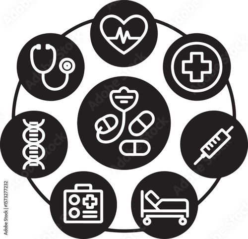 Medical Icons Representing Healthcare and Medicine