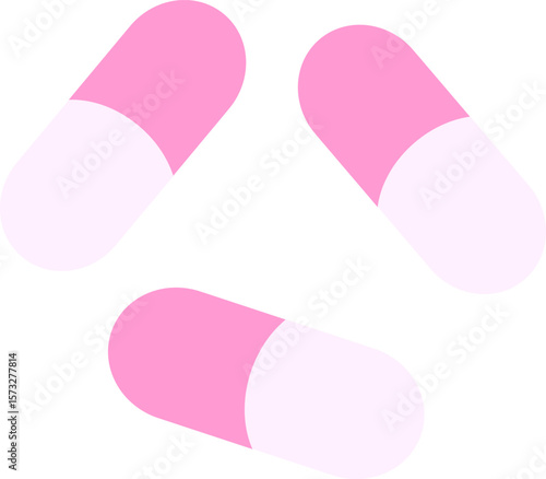 Flat colour illustration of some medical pills in bright neon color