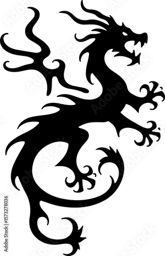 Oriental Dragon Tattoo Silhouette Design" vector