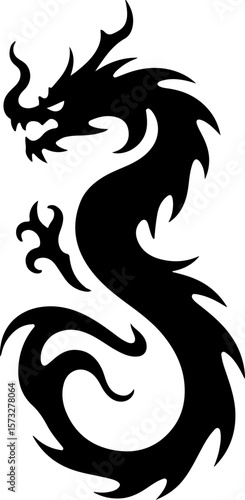 Oriental Dragon Tattoo Silhouette Design" vector