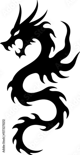 Oriental Dragon Tattoo Silhouette Design" vector