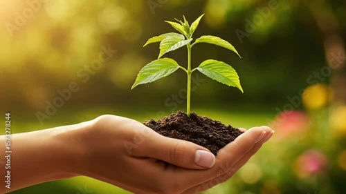 Tree of Investment Growing in Hand – Hyper Realistic Financial Growth Illustration Generative AI