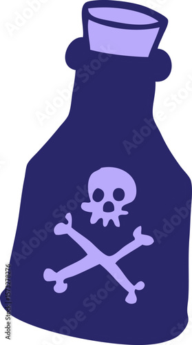 cartoon doodle poison bottle in bright neon color