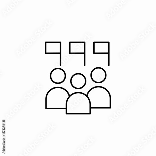 crowd holding flags icon sign vector