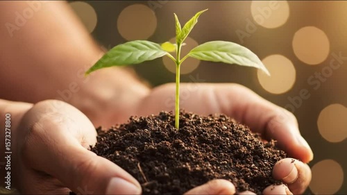 Tree of Investment Growing in Hand – Hyper Realistic Financial Growth Illustration Generative AI