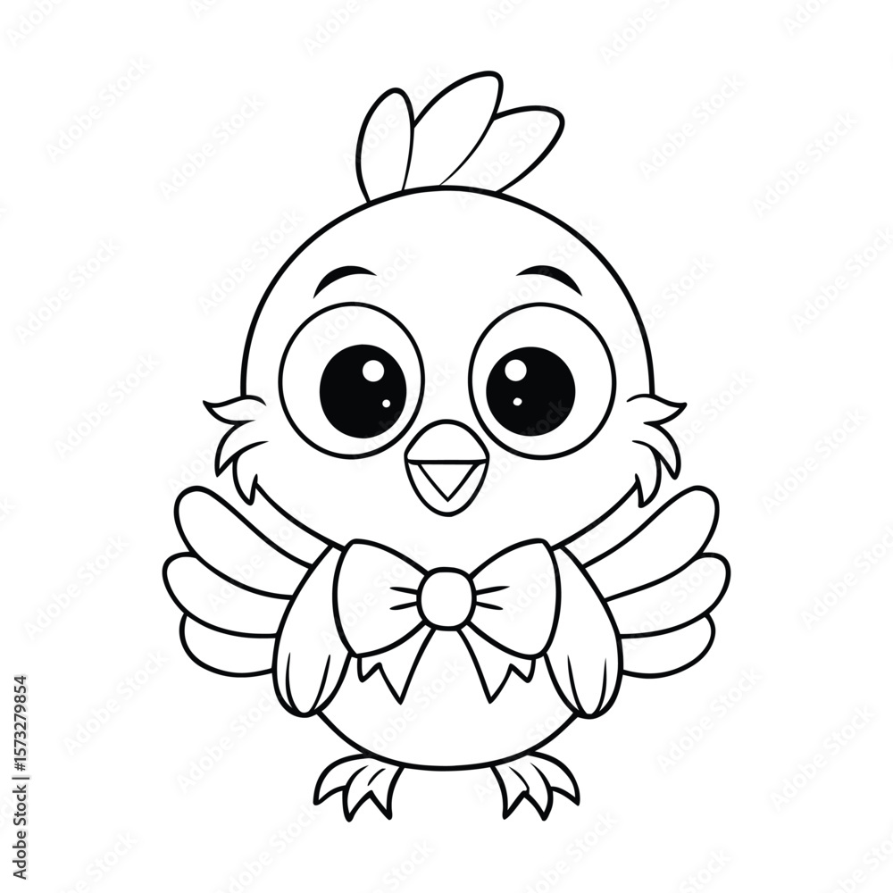 Cute little chick wearing a bow tie for kids coloring book Vector illustration Cute little chick wearing a bow tie for kids coloring book Vector illustration