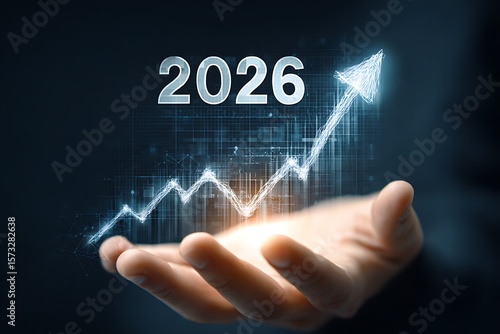 2026 Growth Projected: Hand Holding Futuristic Chart