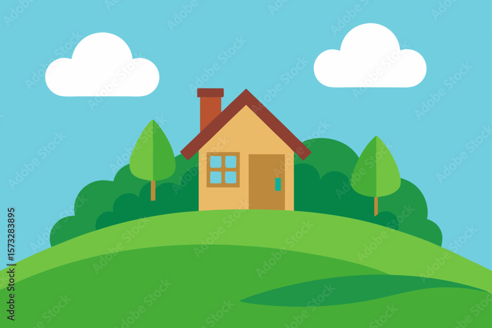 Naklejka premium landscape with house