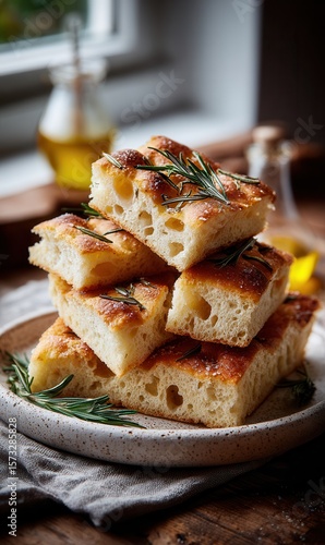 Wallpaper Mural Golden Slices of homemade rosemary focaccia elevate rustic baking to an art form Torontodigital.ca