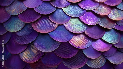 Wallpaper Mural Iridescent depths alluring pattern shimmering with shades of Purple in scales style Torontodigital.ca