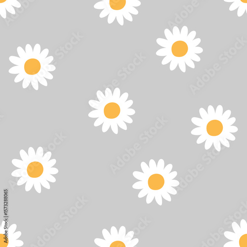 Seamless Pattern with White Daisy Flower