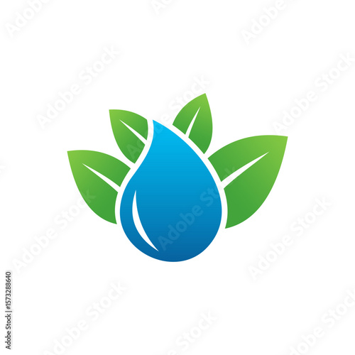 leaf and water vector logo