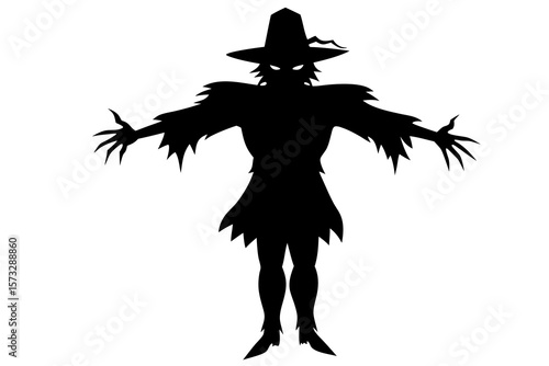Scary Scarecrow Silhouette – Halloween Horror Character Vector
