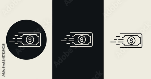 Abstract representation of fast money transfer and financial transactions with a dollar symbol on a banknote