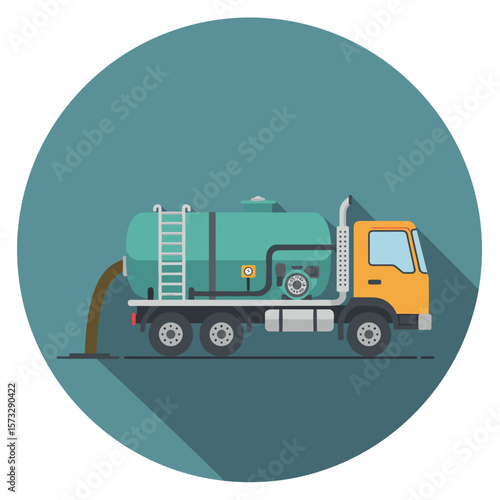 Septic Pump Truck Illustration with Waste Discharge