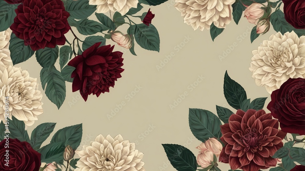 custom made wallpaper toronto digitalRed and Burgundy Floral Flat Lay Illustration with Copy Space - 12