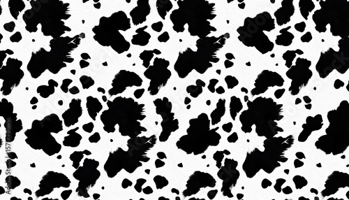 Classic black and white cowhide pattern, seamless repeat design for textile print,   black and white pattern,   spots