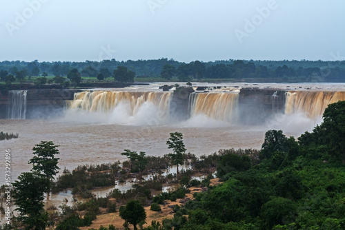 Canvas Print A close view from the top of the beautiful Chitrakote Waterfall located in the I