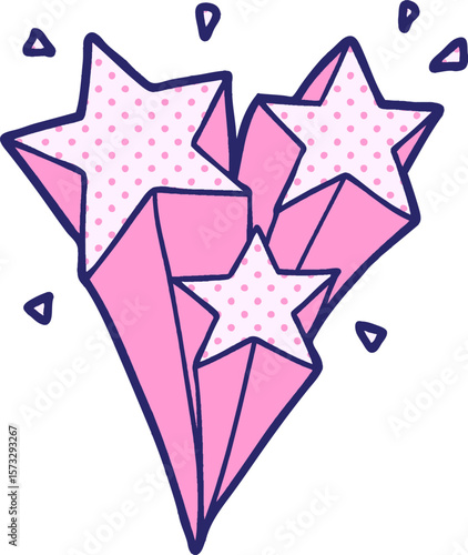 shooting stars cartoon in bright neon color