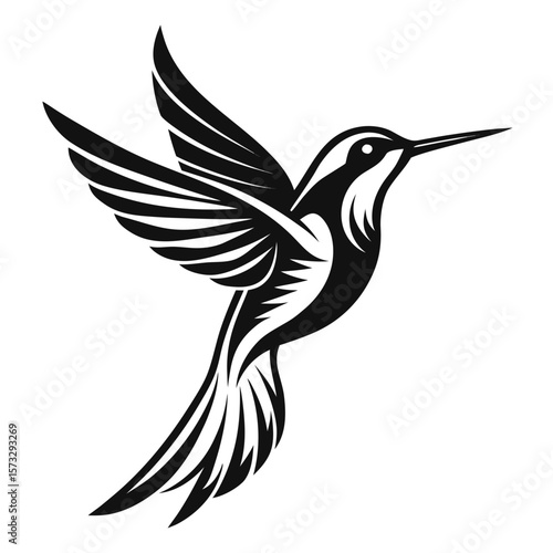 Hummingbird Silhouette Vector – Elegant Bird Logo Icon Design