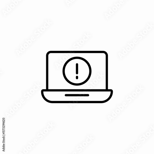 laptop error exclamation icon sign vector