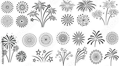 Fireworks Silhouette Collection for Celebrations and Festive Events Design