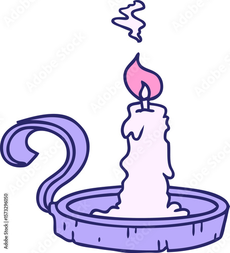 Fényképezés hand drawn cartoon doodle of a candle holder and lit candle in bright neon color