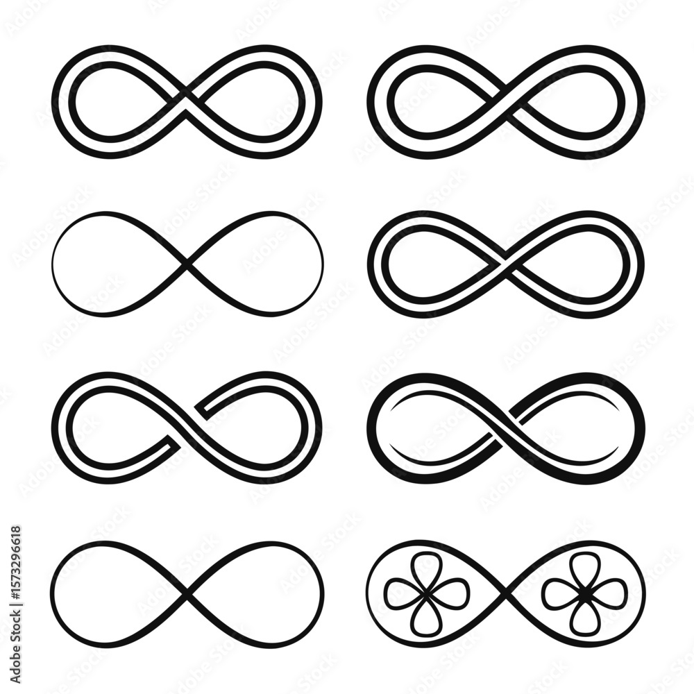 Black infinity symbols collection lemniscate endless loop Black infinity symbols collection lemniscate endless loop