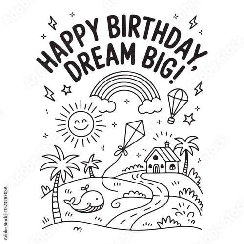 Happy birthday dream big celebration vector