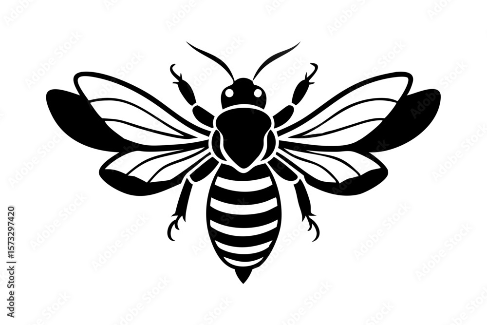 Fototapeta premium Honey Bee icon, honey bee silhouette