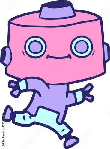 cartoon robot in bright neon color