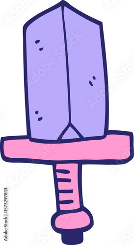 cartoon doodle jeweled dagger in bright neon color
