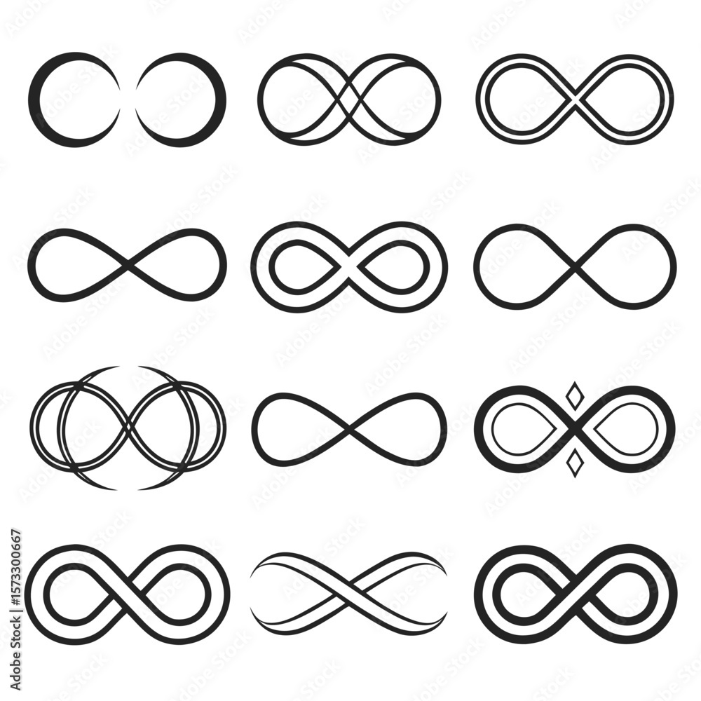 Infinite symbol variations infinity symbol endless loop Infinite symbol variations infinity symbol endless loop