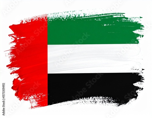 UAE Flag with Artistic Brush Stroke and Paint Effect