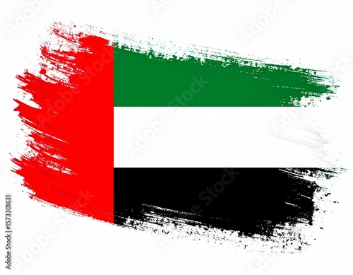 UAE Flag with Artistic Brush Stroke and Paint Effect