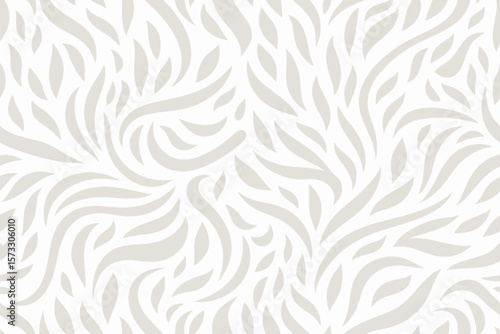 Abstract beige swirls and strokes seamless pattern on white background