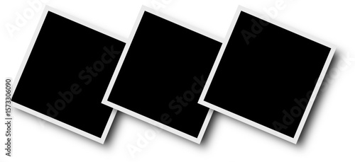 Realistic photo card frame. Retro vintage photograph. Digital snapshot image.  Images different forms on wall. blank retro memory album
