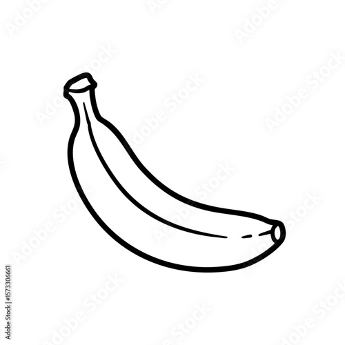 Black and white sketch of a banana  