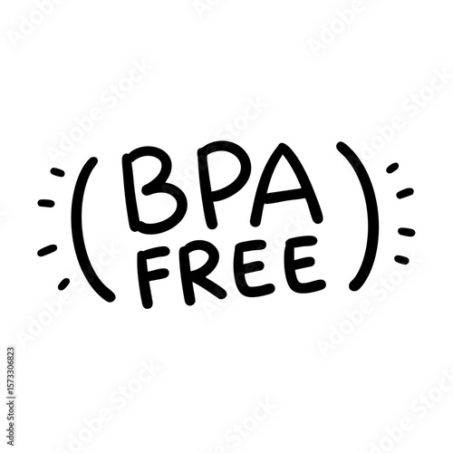 BPA free doodle in black and white sketch style  