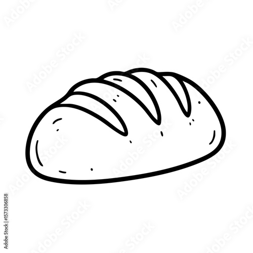 Doodle of a loaf of bread in black and white sketch style  