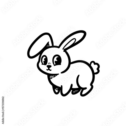 Cute rabbit doodle sketch in playful pose  