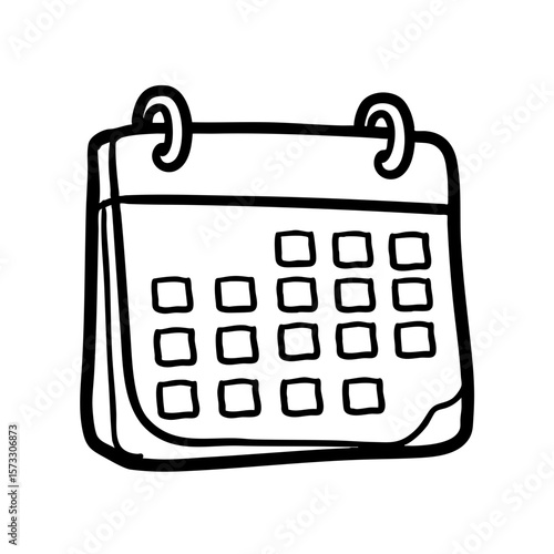 Doodle of a calendar with lesson dates in black and white style  